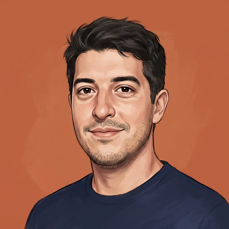Retrato ilustrado de Demian Bock